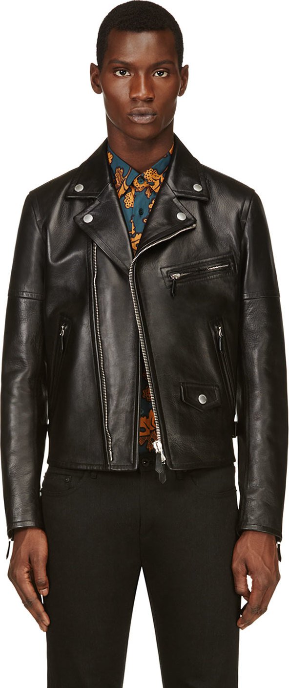 Burberry Chain-link Detail Leather Jacket In Black