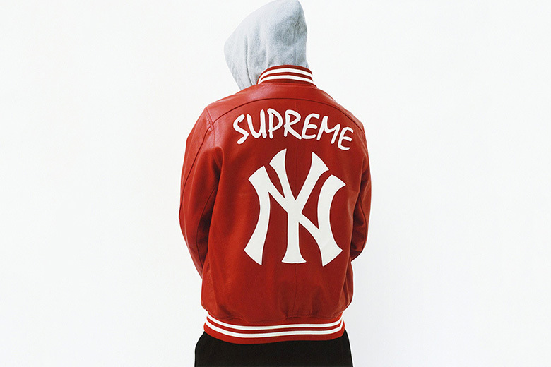 supreme leather jacket red